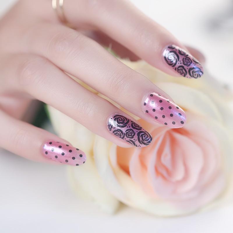 Candied Nails Nail Polish Stickers - Pink Rose Dots