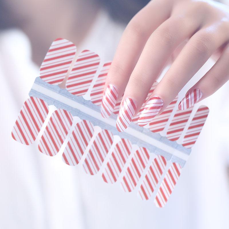 Candied Nails Nail Polish Stickers - Candy Cane