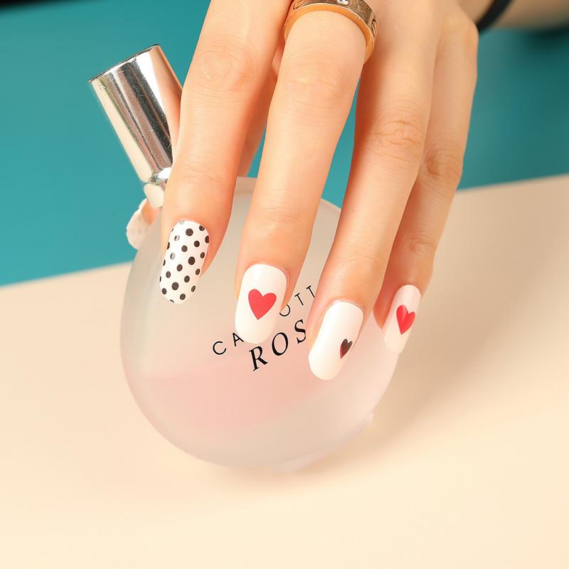 Candied Nails Nail Polish Stickers - Polka Dot Hearts