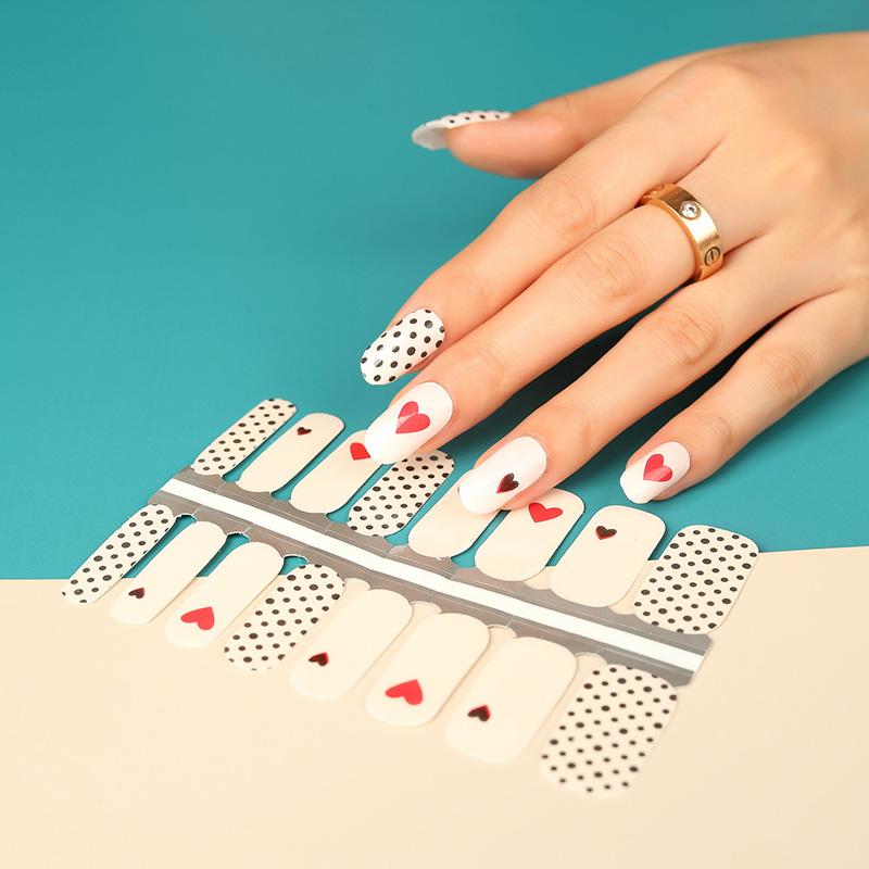 Candied Nails Nail Polish Stickers - Polka Dot Hearts