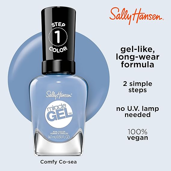 Sally Hansen Miracle Gel Nail Polish #638 Comfy Co-sea  0.5 FL Oz