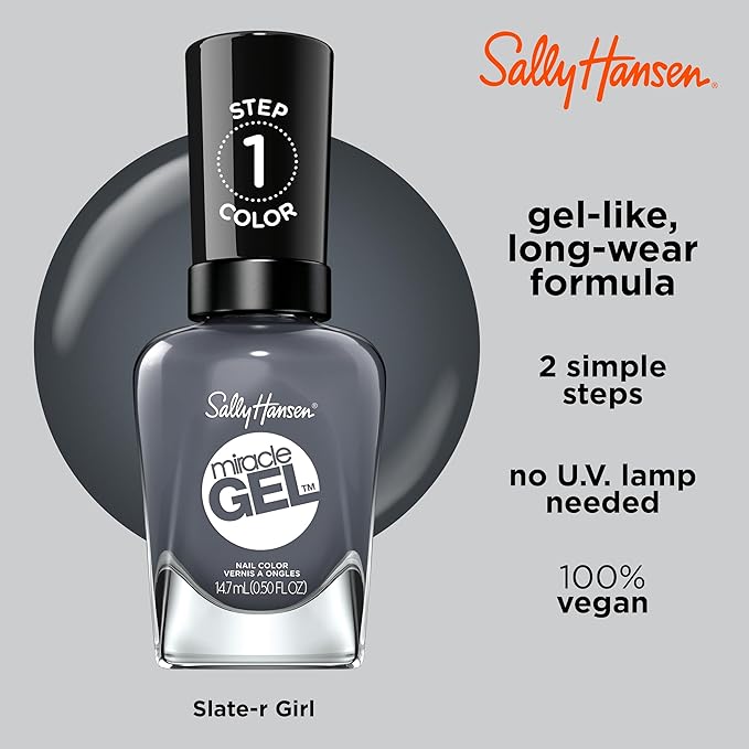 Sally Hansen Miracle Gel Nail Polish #809 Slate-r Girl 0.5 FL Oz