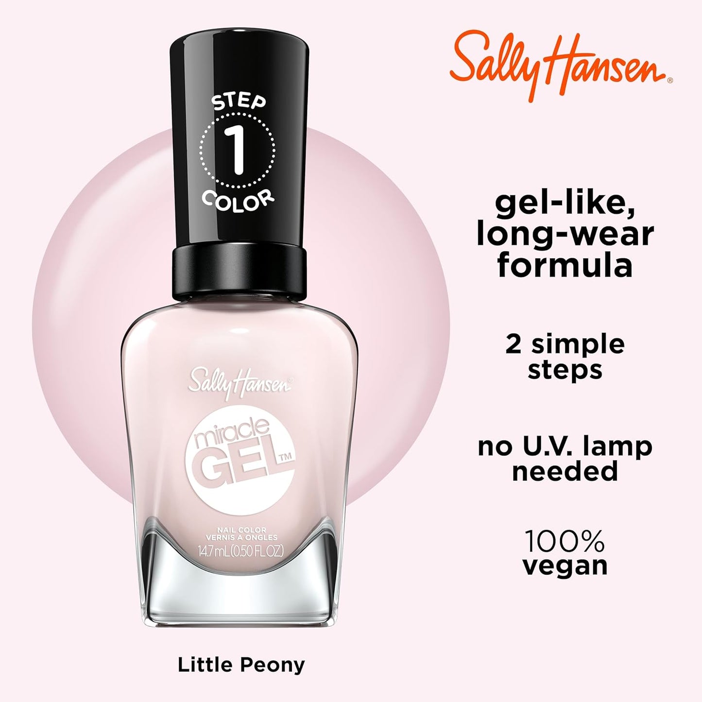 Sally Hansen Miracle Gel Nail Polish #247 Little Peony 0.5 FL Oz