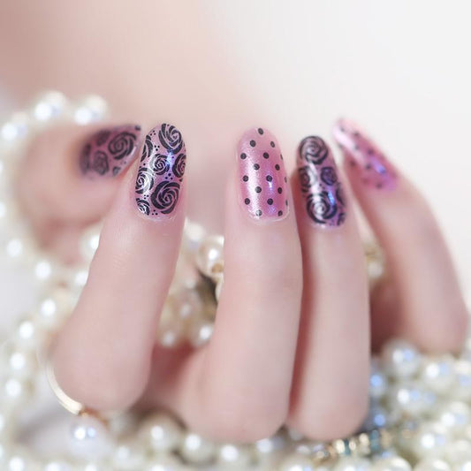 Candied Nails Nail Polish Stickers - Pink Rose Dots
