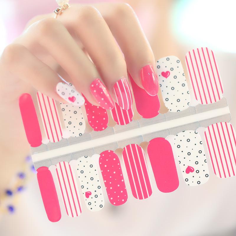 Candied Nails Nail Polish Stickers - Pink Valentine Heart