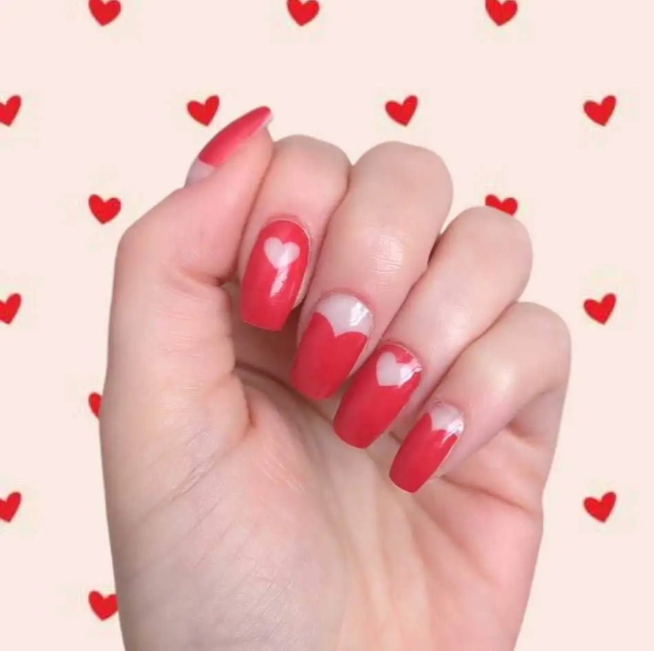 Candied Nails Nail Polish Stickers - Red Valentine Heart
