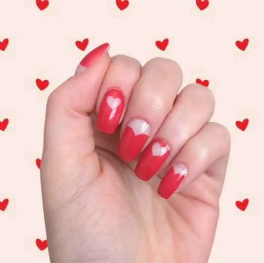 Candied Nails Nail Polish Stickers - Red Valentine Heart