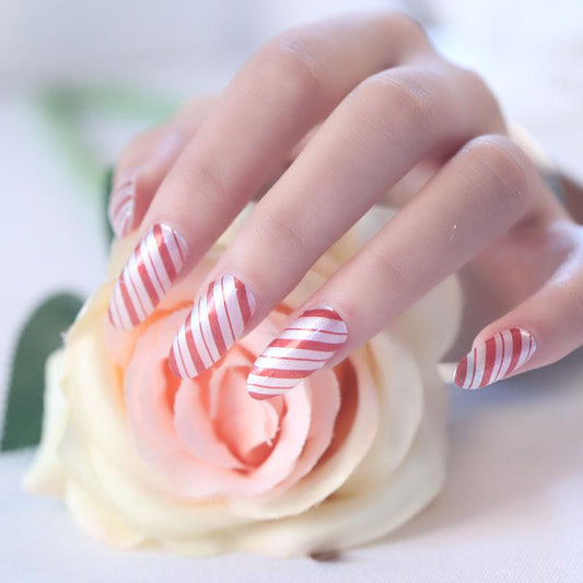 Candied Nails Nail Polish Stickers - Candy Cane
