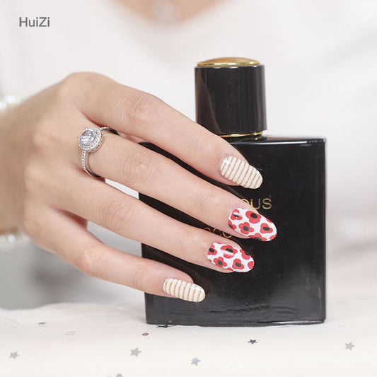 Candied Nails Nail Polish Stickers - Red Posie Stripe