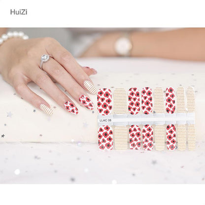 Candied Nails Nail Polish Stickers - Red Posie Stripe