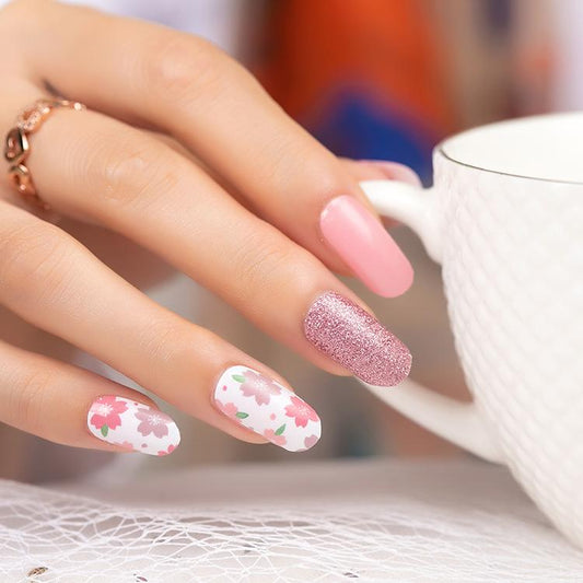 Candied Nails Nail Polish Stickers - Pink Posy Days
