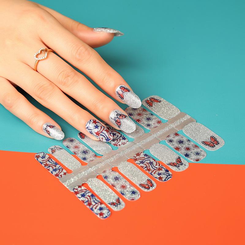 Candied Nails Nail Polish Stickers - Red White & Butterfly