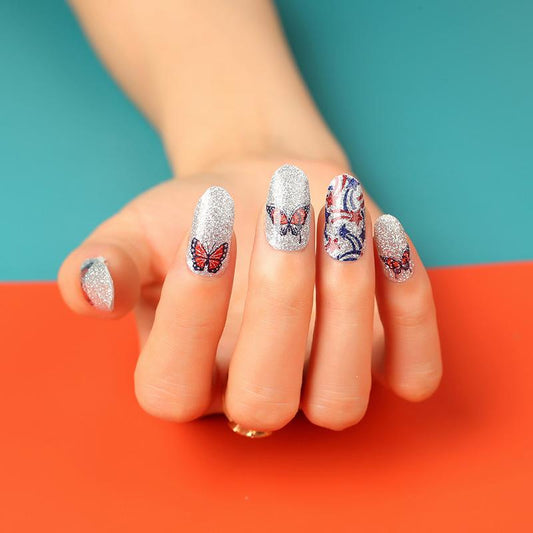 Candied Nails Nail Polish Stickers - Red White & Butterfly