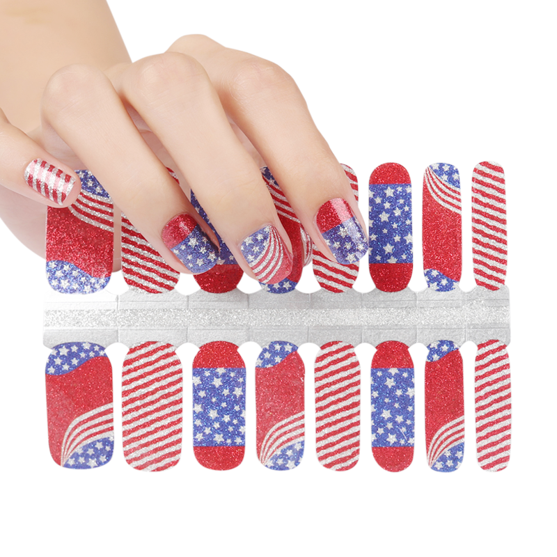 Candied Nails Nail Polish Stickers - Red White & Blue
