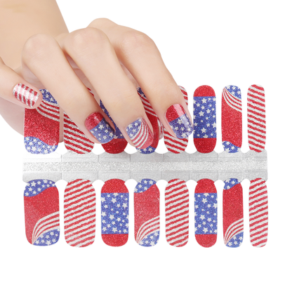 Candied Nails Nail Polish Stickers - Red White & Blue